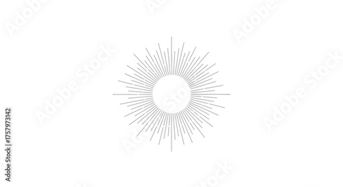 Radiant light burst design with emanating rays against a pristine white background