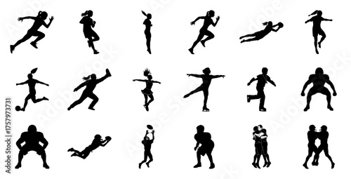 Athletic figures in motion sports athletes