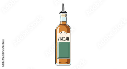 Stylized illustration of vinegar bottle with olive oil dispenser over white background