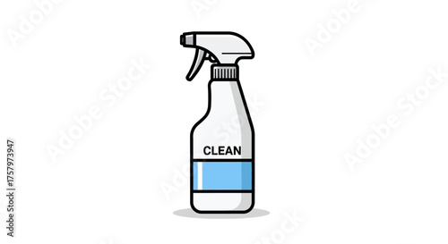 Illustration of a spray bottle for cleaning with a minimalist design style and outline detailing