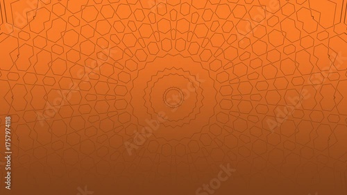 Dynamic geometric pattern video displaying warm orange tones and a mesmerizing, hypnotic motion for background projections and digital art presentations