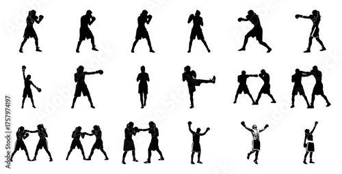 Female and male boxers in action boxing fighters