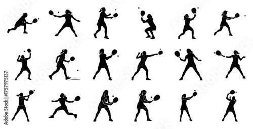 Female tennis players in action table tennis sport