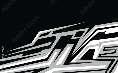 Illustration Vector graphic of Abstract Racing Stripes Background With Grey And Black Color fit for Racing Design etc.