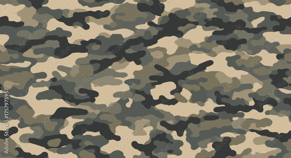 Fototapeta premium A close up of a camouflage pattern with brown green and black shapes.