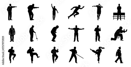 Martial arts and sports figures silhouette karate