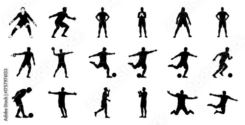 Soccer players in action football silhouette