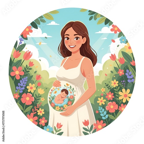 pregnant woman with flowers