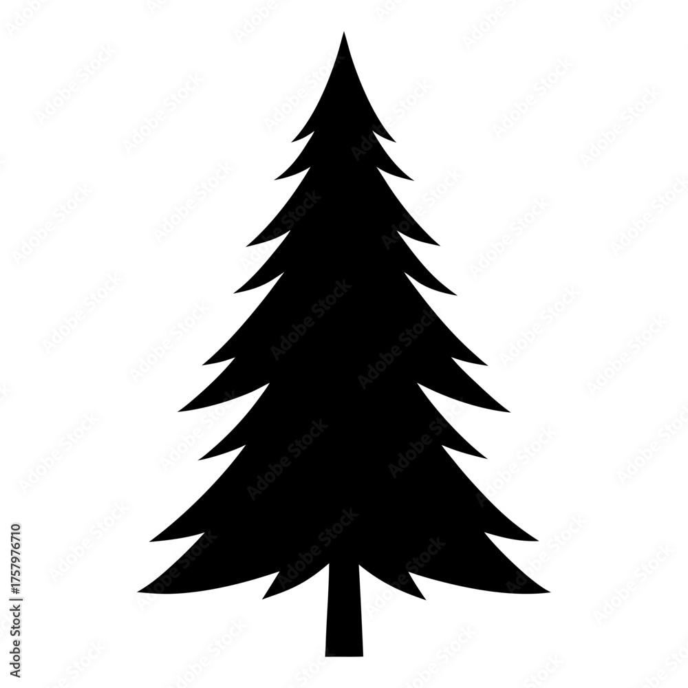 Fototapeta premium Pine tree silhouette, a simple vector graphic