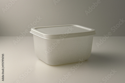 Recycled storage container mockup made from eco plastic on elegant clean white background