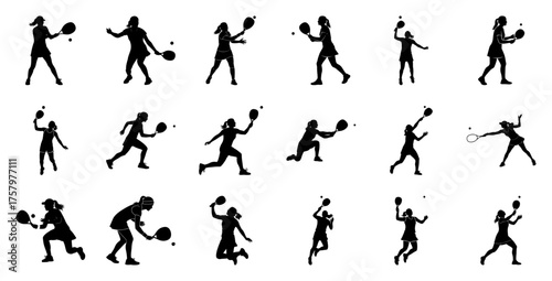 Tennis players in action table tennis women