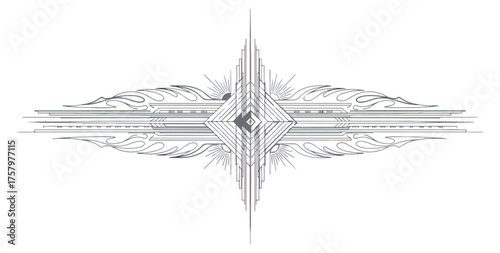 Abstract geometric design with ornamented elements on black background