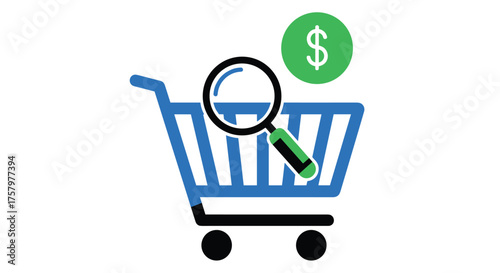 Discover profitable opportunities by magnifying your online shopping cart and identifying valuable sales prospects with a magnifying glass and dollar sign