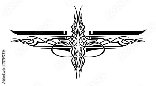 Abstract geometric figure cross shape on black background