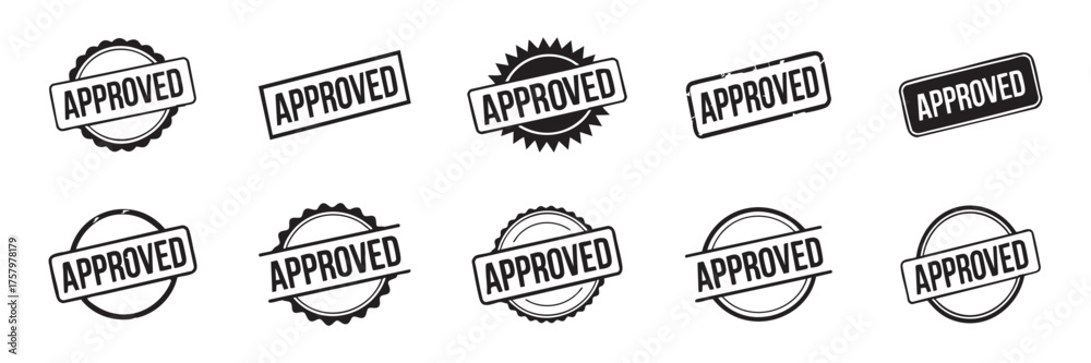 Obraz premium Simple approved stamp icon collection black color vector for website and app design