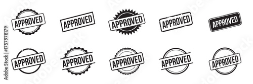 Simple approved stamp icon collection black color vector for website and app design