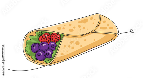 A delicious breakfast wrap filled with fresh berries and crisp lettuce.