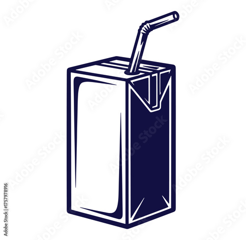 Vector illustration of a juice box with a straw in a clean minimalist design