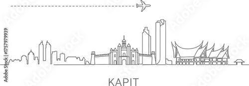 Kapitan Skyline Line Art Airplane Travel