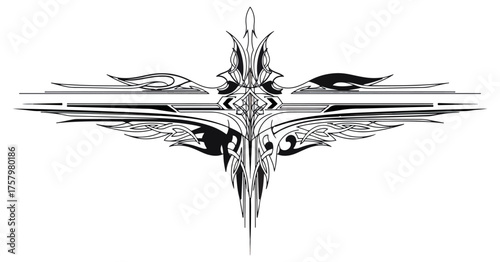 Abstract ornamental design black and white vector illustration