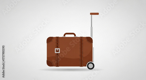 A brown suitcase with a handle and wheels, ready for travel and adventure, symbolizing vacation and exploration