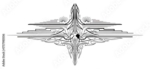 Abstract ornamental design in white on a black background