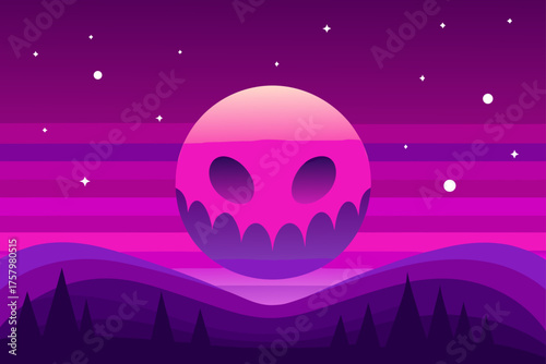 Glowing gradient background spooky purple Halloween night