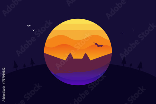 Glowing Halloween gradient dark twilight background design