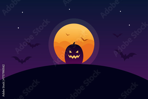 Glowing Halloween gradient twilight night background