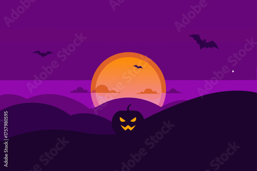 Glowing Halloween gradient purple dusk horizon wallpaper