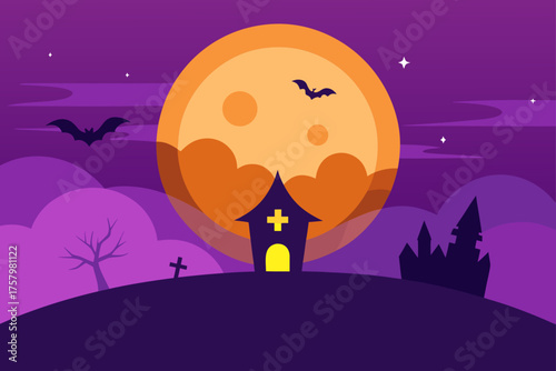 Halloween twilight glow background in orange and purple hues
