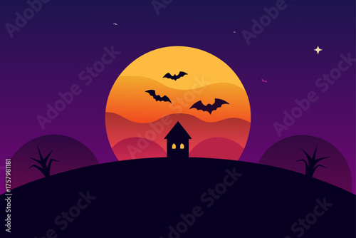 Halloween twilight gradient wallpaper with glowing holiday theme