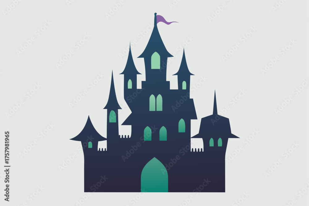 Obraz premium Soft Watercolor Haunted Castle Halloween Design