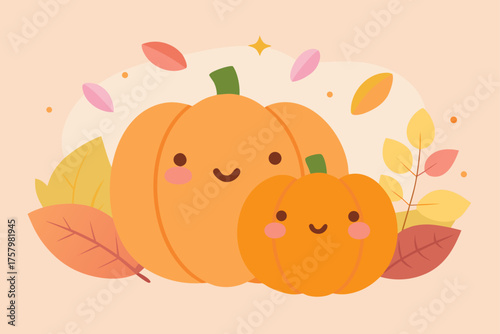 Pastel Autumn Pumpkins Watercolor Background Art