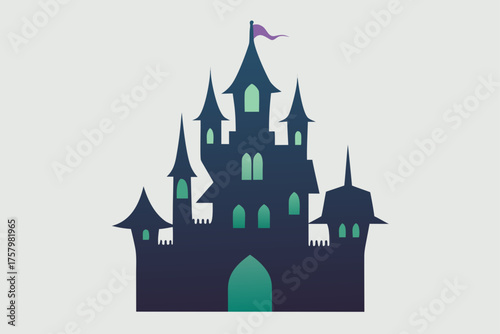 Soft Watercolor Haunted Castle Halloween Design