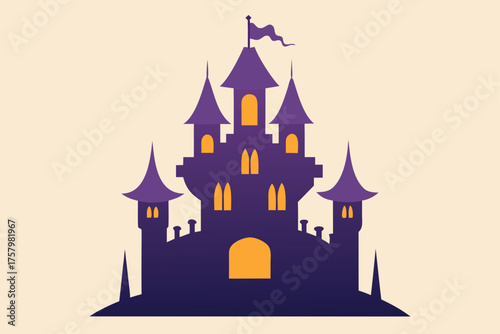 Spooky Watercolor Haunted Castle Background Art