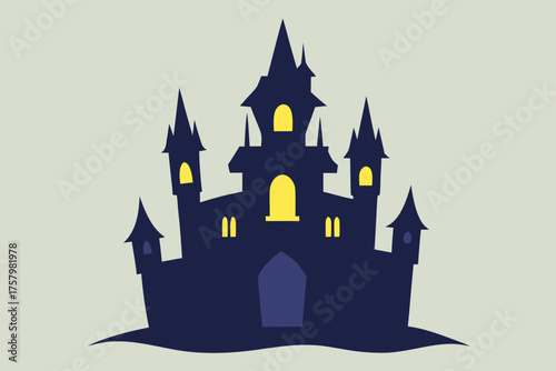 Soft Orange Sky Haunted Night Watercolor Design