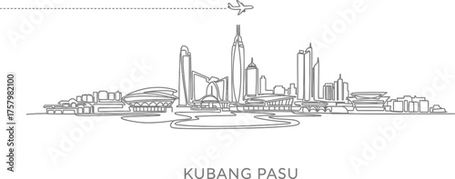 Kubang Pasu Cityscape Skyline with Airplane