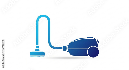 Blue vacuum cleaner illustration, symbolizing cleanliness, hygiene, and household chores in a simple design