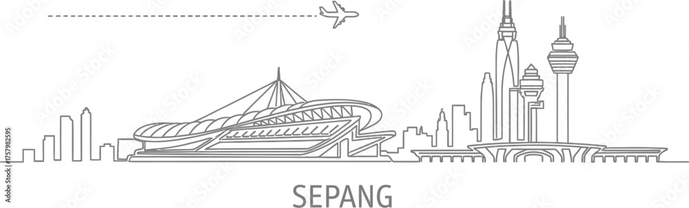 Obraz premium Sepang Skyline with Plane and Track