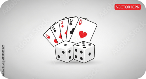 Playing cards and dice, a gambling game with a combination of luck and skill, a popular pastime for entertainment
