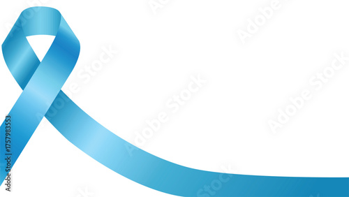 Light blue ribbon. Mens Health, world diabetes day cancer awareness realistic symbol. Symbol of prostate cancer. Blue ribbon, prostate cancer and diabetes awareness symbol. Vector blue ribbon. Banner.