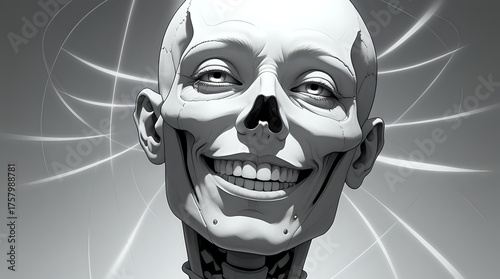 Macabre Elegance: Monochrome Portrait of a Grinning Aristocratic Ghoul
