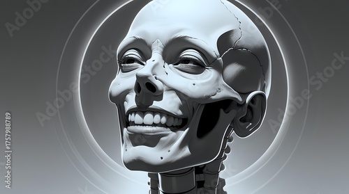 Macabre Elegance: Monochrome Portrait of a Grinning Aristocratic Ghoul