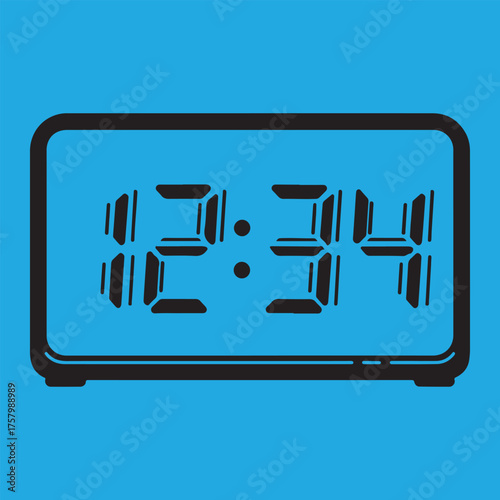 Digital clock displaying 1234 with blue neon glow effect and modern design for timekeeping technology concepts