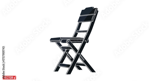 Black Wooden Folding Chair with Slatted Back and Seat Design.