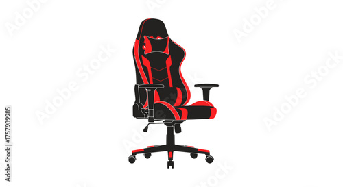 Ergonomic Red and Black Gaming Chair with Adjustable Features.