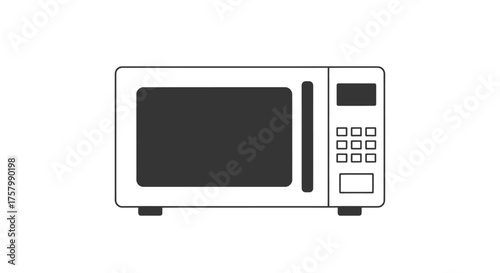 Simple White Microwave Oven with Control Panel and Door.