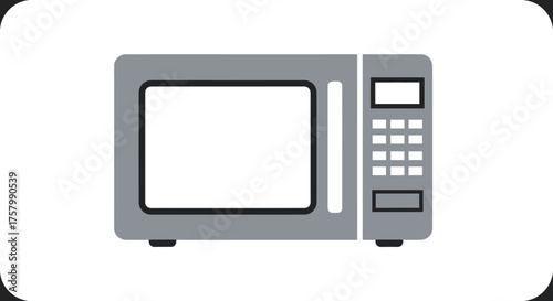 Simple Gray Microwave Oven with Digital Control Panel.