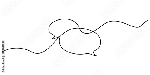 Minimalist style speech bubble outline vector illustration with continuous one line drawing design. Speech bubble in one line art style. Vector illustration.